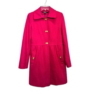 DKNY Babydoll Fuchsia/Pink Wool Blend Coat 
Color is Lipstick
